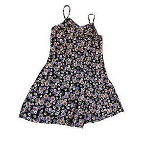 Art Class Youth Y2K Babydoll Spaghetti Strap Romper XL (14) Floral Black Preppy